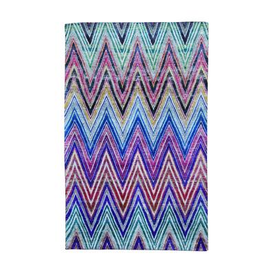 Pure Silk Modern Zigzag Design Hand-knotted Rug - Multi - 6' x 9'6