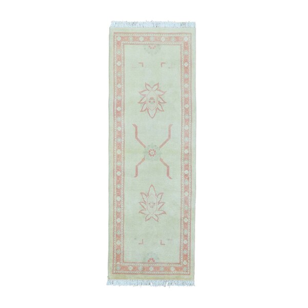 Pure Wool Washed Out Oushak Runnner Hand-knotted Rug (2'6 x 7'4)