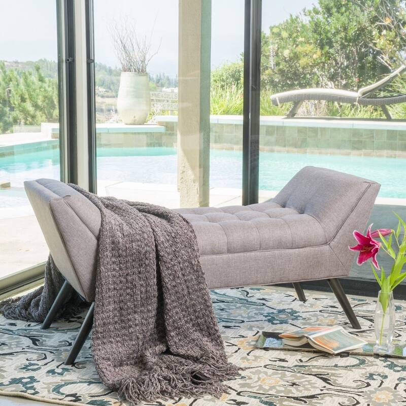 Demi Tufted Fabric Ottoman Bench by Christopher Knight Home