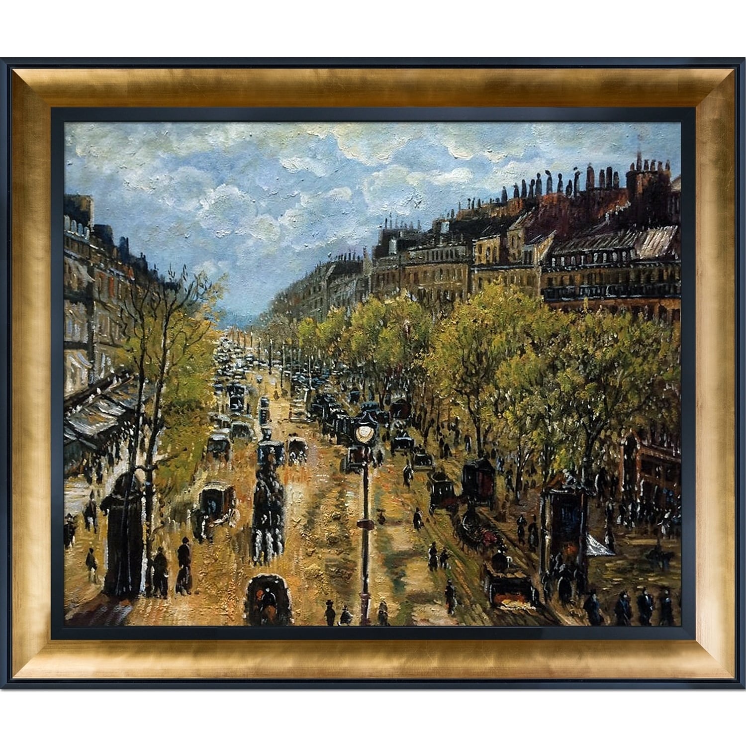 La Pastiche Boulevard Montmartre, Mardi Gras by Camille Pissarro Framed on sale Hand Pai