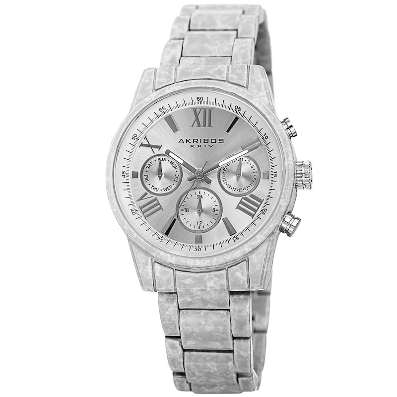 Akribos XXIV Women's Swiss Quartz Multifunction White Bracelet Watch