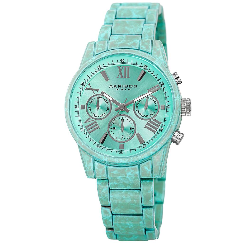 Akribos XXIV Women's Swiss Quartz Multifunction Turquoise Bracelet Watch