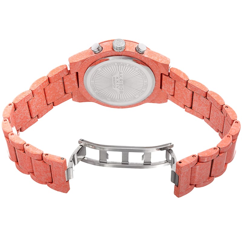 Akribos XXIV Women's Swiss Quartz Multifunction Peach Bracelet Watch