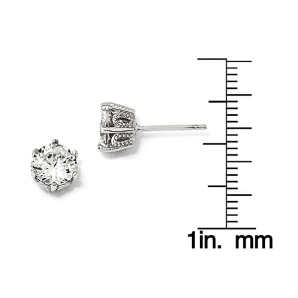 Cheryl M Sterling Silver 6.5mm CZ Stud Earrings