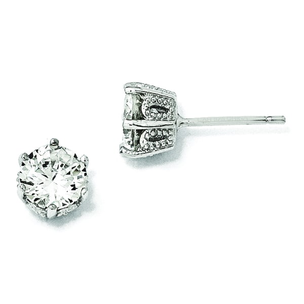 Cheryl M Sterling Silver Gold-Plated CZ Post Earrings One Size