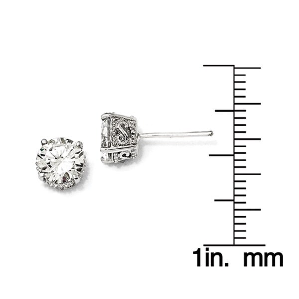 Cheryl M Sterling Silver 6.5mm CZ Stud Earrings