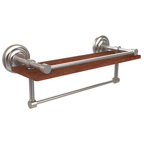Allied Brass Que New Collection Clear Ipe Ironwood 16-inch Shelf with Gallery Rail and Towel Bar