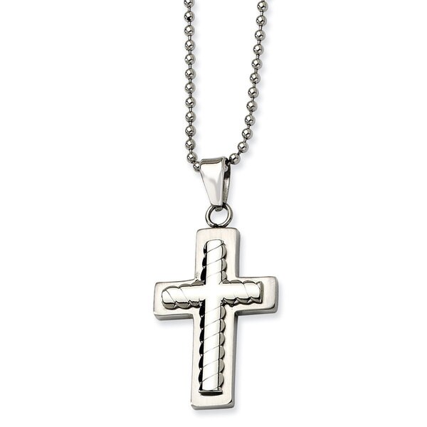 Chisel Men's Stainless Steel 24-inch Cross Pendant Necklace