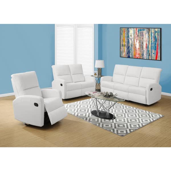 White Bonded Leather Reclining Sofa 12025640 White Bonded Leather Reclining Sofa