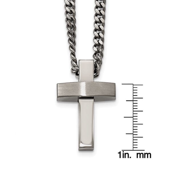Stainless Steel Polished Cross Pendant Charms wih 1in Extension