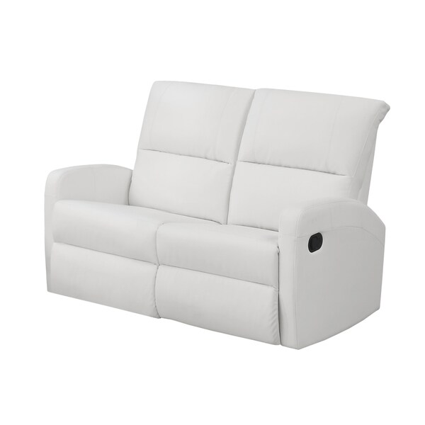 Shop White Bonded Leather Reclining Loveseat Free Shipping Today