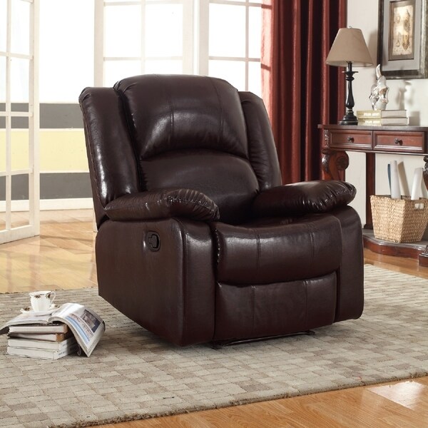 Samantha Bonded Leather Wall-Hugger Gliding Manual Recliner, Brown