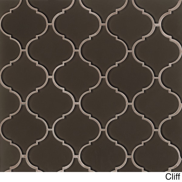 Bedrosians Mallorca Collection Glass Arabesque Mosaic Cliff Tile