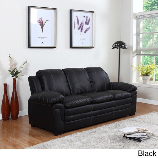 Black leather couch with white stitching discount