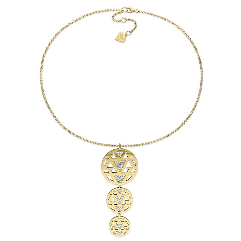 Miadora White Sapphire Openwork Drop Necklace in Yellow Plated Sterling Silver