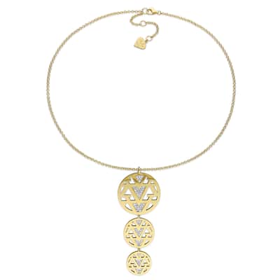 Miadora White Sapphire Openwork Drop Necklace in Yellow Plated Sterling Silver