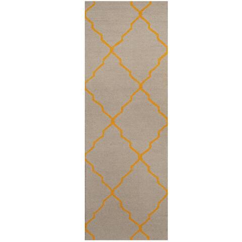 HERAT ORIENTAL Handmade One-of-a-Kind Trellis Wool Runner - 2'6 x 7'