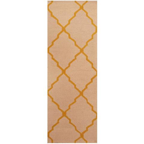 HERAT ORIENTAL Handmade One-of-a-Kind Trellis Wool Runner - 2'6 x 7'