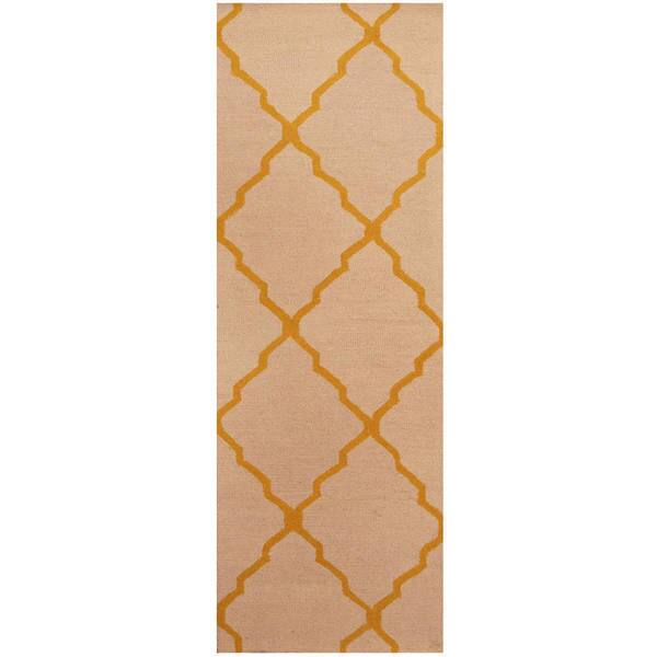 slide 2 of 3, HERAT ORIENTAL Handmade One-of-a-Kind Trellis Wool Runner - 2'6 x 7'