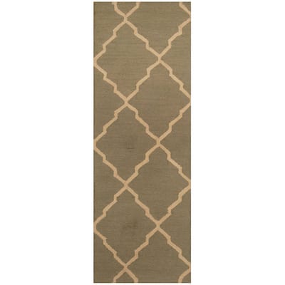 HERAT ORIENTAL Handmade One-of-a-Kind Trellis Wool Runner - 2'6 x 7'