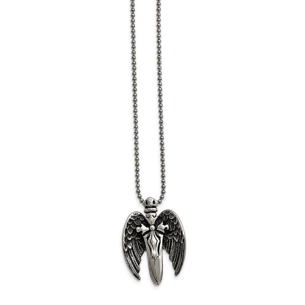 Chisel Stainless Steel Winged Sword Necklace
