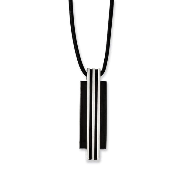 Chisel Stainless Steel, Black IP-plated Rubber Cord Necklace