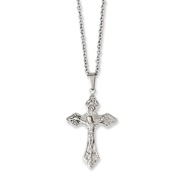 Chisel Stainless Steel 18-inch Crucifix Pendant Necklace