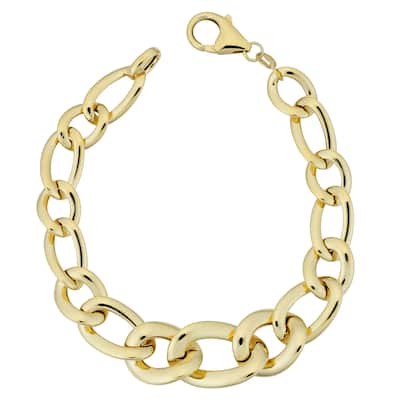 Fremda Italian 14k Yellow Gold Bold High Polish Oval Link Bracelet (7.5 inches)
