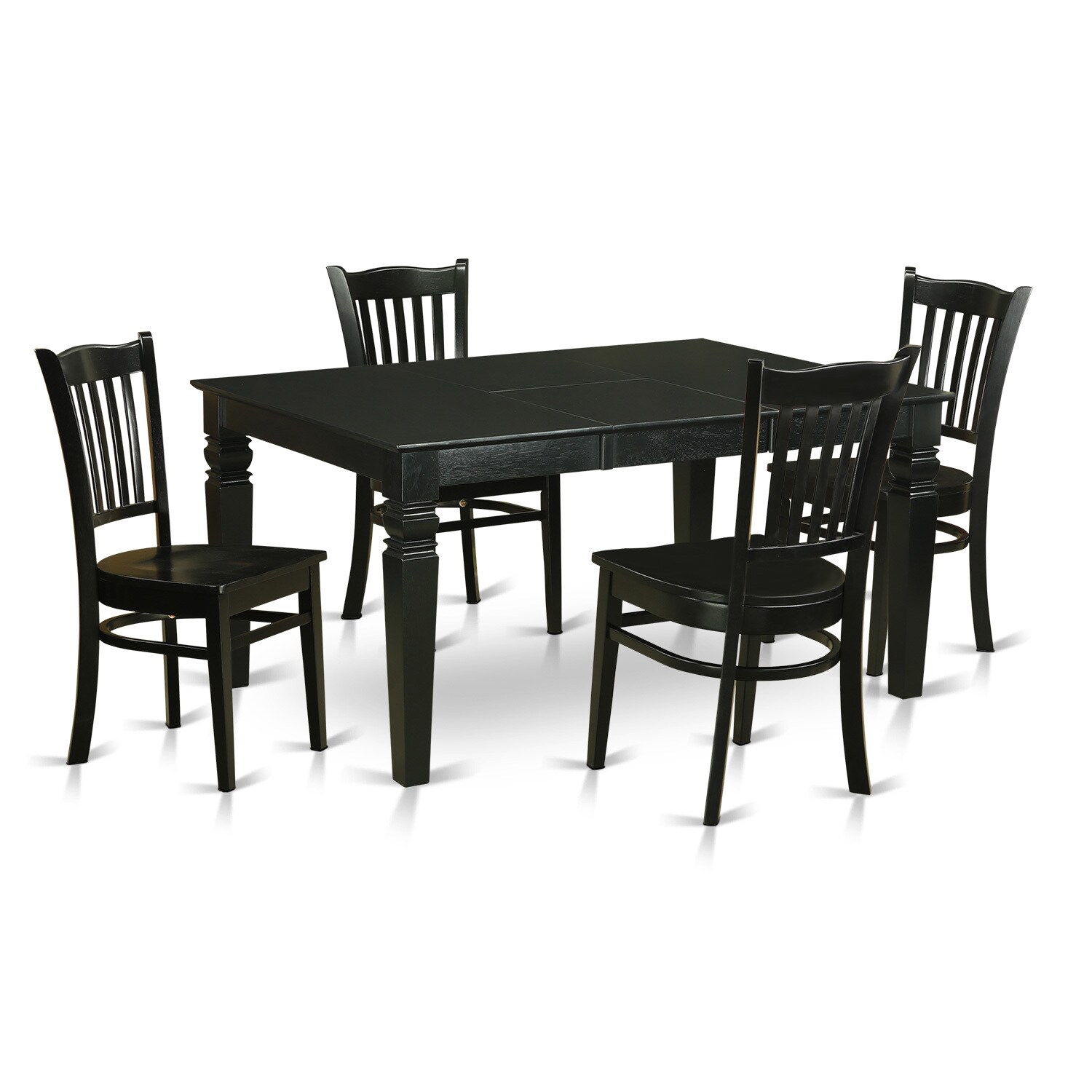 Wegr5 Blk W Black Rubberwood 5 Piece Small Kitchen Table Set For 4 Overstock 12026729