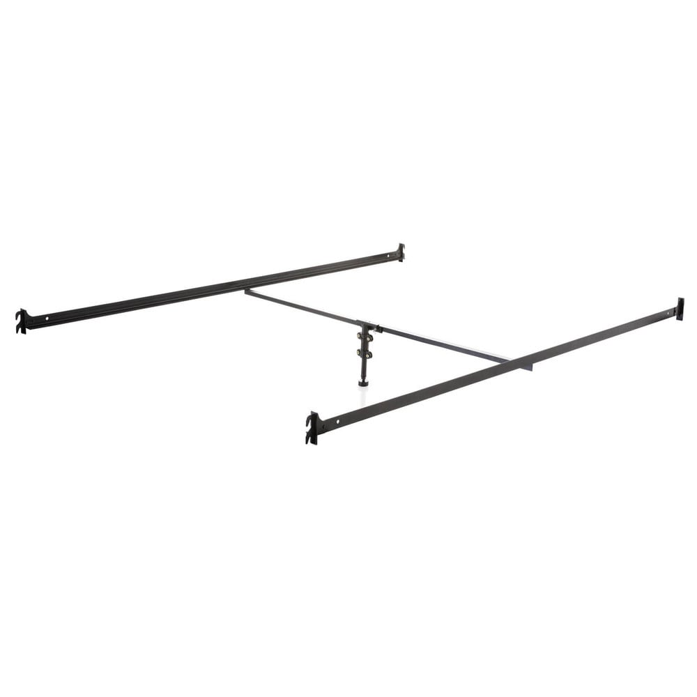 Malouf Structures Hook-in Metal Bed Rails with Adjustable Height Center Support (Queen)