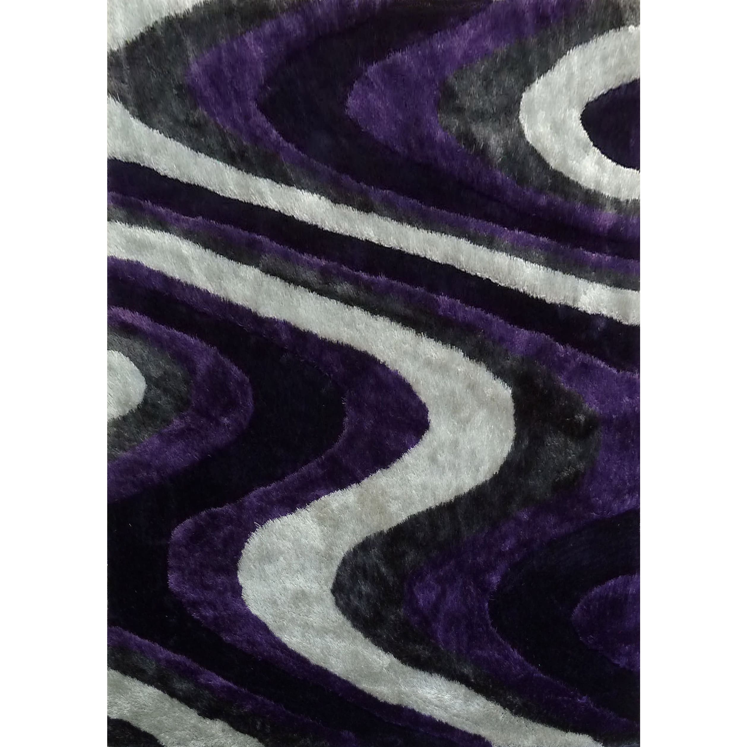 Shop Handmade Silver/Grey/Purple Shag Area Rug - 4' x 5'4 - Free ...