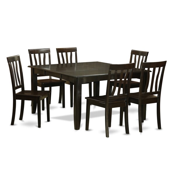 Traditional Cappuccino Finish Solid Rubberwood 7-Piece Dining Set ... Traditional Cappuccino Finish Solid Rubberwood 7-Piece Dining Set ...
