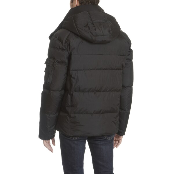 quilted hooded jacket mens