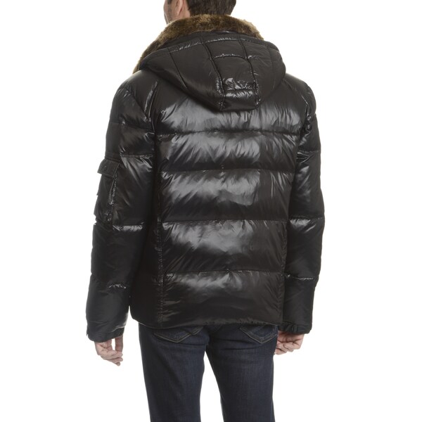 mens quilted jacket with fur hood