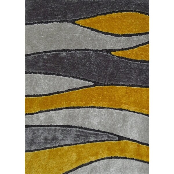 Handmade Silver Gray Yellow Gold Black Area Rug 4 X 5 Handmade Silver Gray Yellow Gold Black Area Rug 4 X27