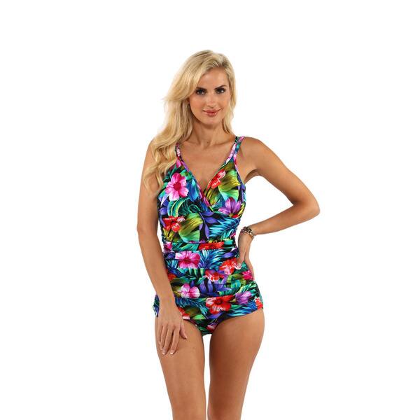 Shop Miraclesuit Tropical Print Front Drape One Piece Free