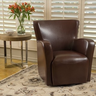 Angelo Bonded Leather Wingback Swivel Club Chair by Christopher Knight Home