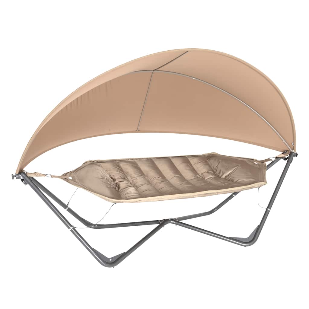 TrueShade Plus Tan Steel Frame 11' x 5' Gondola Hammock and Cover