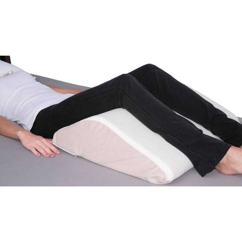 Sloped Knee Lift Foam Pillow with Sherpa Cover