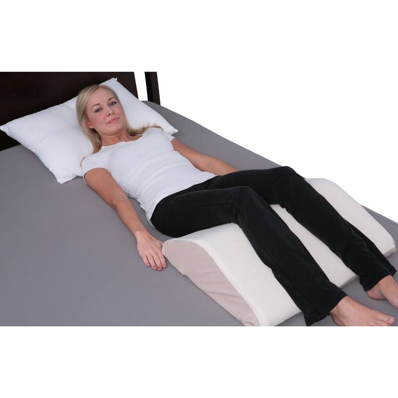 Sloped Knee Lift Foam Pillow with Sherpa Cover