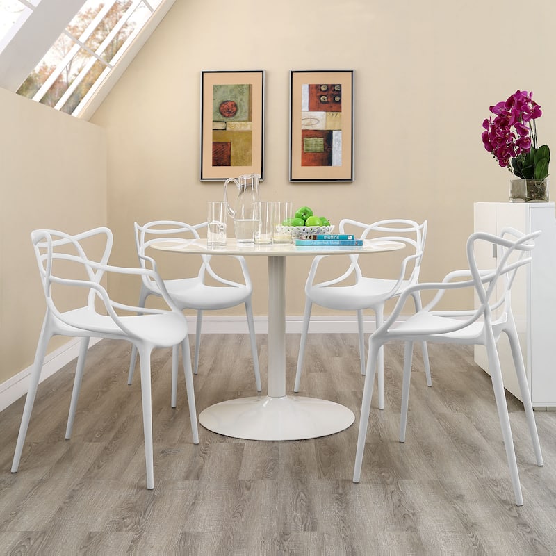 Entangled Plastic 4-piece Chair Set - White