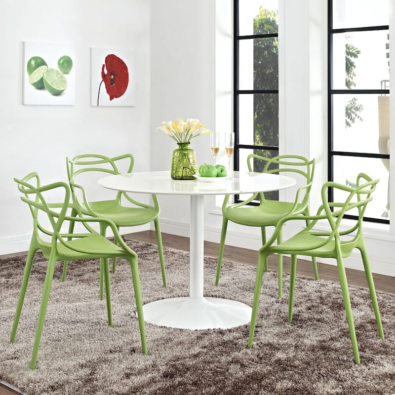 Entangled Plastic 4-piece Chair Set - Green