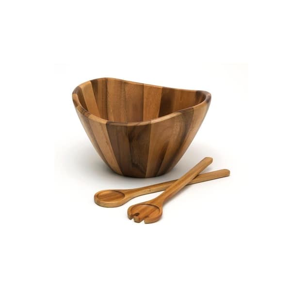 Lipper Acacia Wave Salad Bowl Set