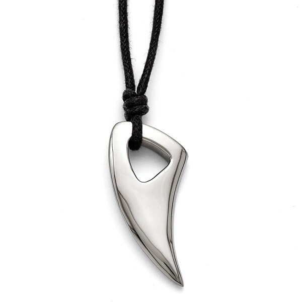 Chisel Polish Stainless Steel Claw with Leather 20-inch Cord Necklace
