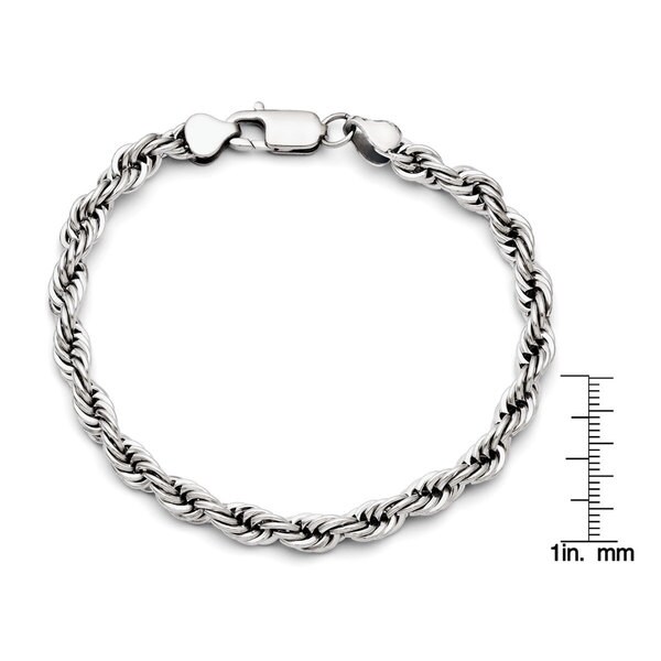 Chisel Men's Stainless Steel Polished 6mm Rope Chain Bracelet
