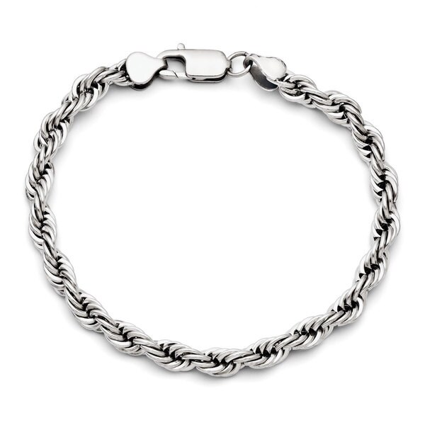 Chisel Men's Stainless Steel Polished 6mm Rope Chain Bracelet. Opens flyout.