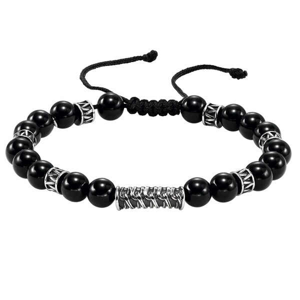 Cambridge Stainless Steel And Onyx Stone Bracelet Free Shipping Today Overstock Com