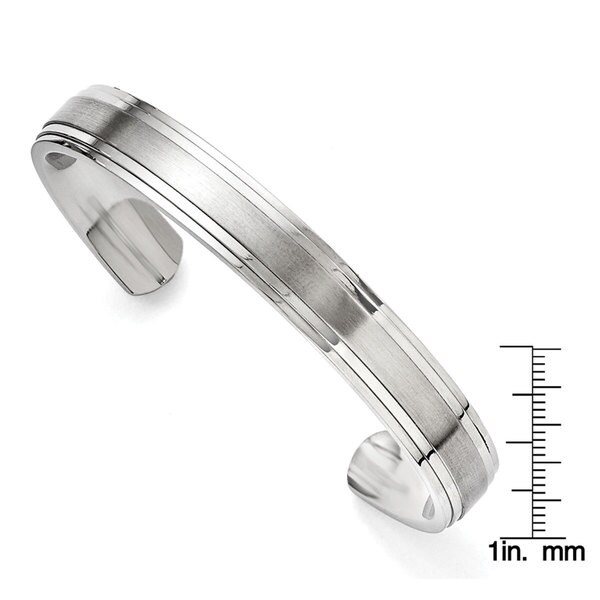 Chisel Stainless Steel Brushed Polished and Brushed Double Step Edge Bangle