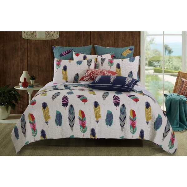 Greenland Home Fashions Dream Catcher Teal 3-piece Quilt Set