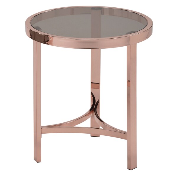 Strata Rose Gold Metal And Smoked Gl Round Accent Table Strata Rose Gold Metal And Smoked Gl Round Accent Table